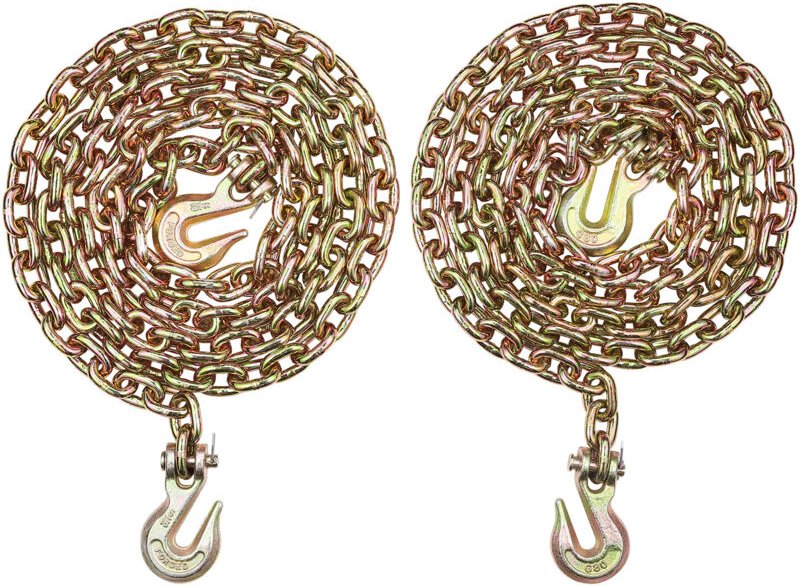 G80 Transport-Binderkette, 5/16 Zoll x 10,3 Fuß, 2er-Pack Abschleppkette mit Gabelkopf-Greifhaken, 4900 lbs sichere Arbe...