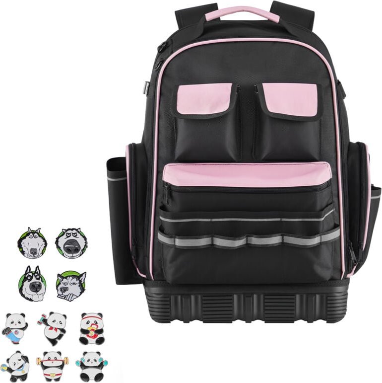 Mophorn Werkzeugrucksack mit 56 Taschen, Organizer für Werkzeugaufbewahrung, Rucksack mit Laptopfach, ideal für Baustell...