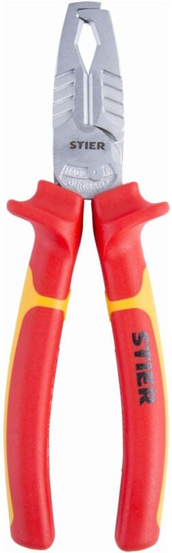 STIER Abisolierzange mit Seitenschneider, Multi+, 180mm, VDE-geprüft, Elektronikzange, Abisolierwerkzeug, 2-Komponenten-...
