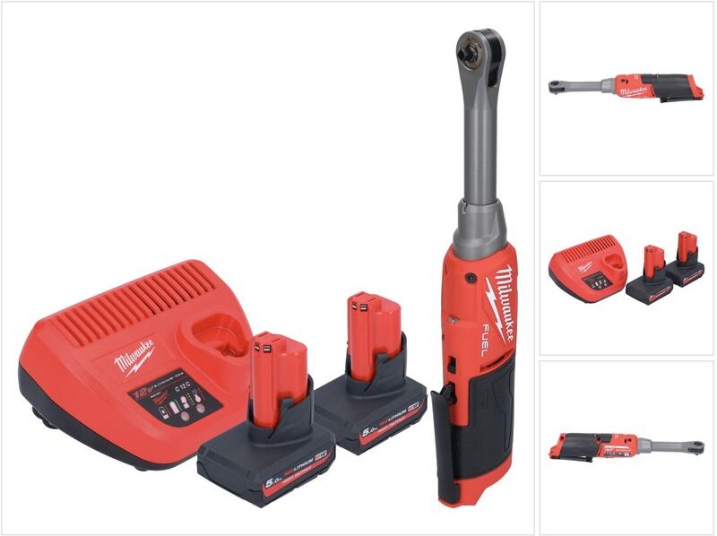 M12 FHIR14LR-502 Akku Hochgeschwindigkeits Ratsche 12 v 47 Nm 1/4' Brushless + 2x Akku 5,0 Ah + Ladegerät - Milwaukee