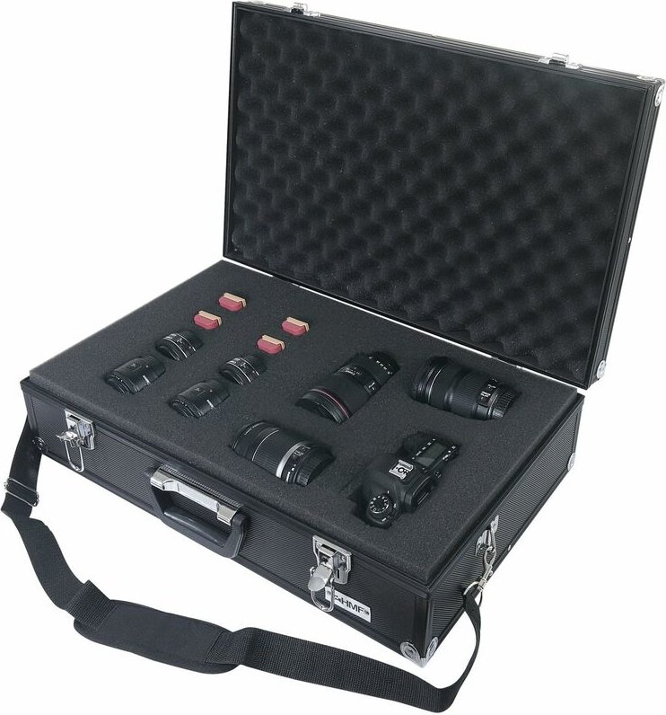 14521-02 Alu Fotokoffer, Transportkoffer xl mit Rasterschaumstoff, 56,7 x 16 x 36,2 cm - HMF