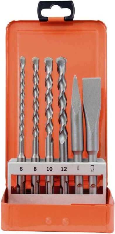 Projahn Hammerbohrer Meißel Set 6-tlg. (Ø 6, 8, 10, 12 mm, Spitz-, Flachmeißel)