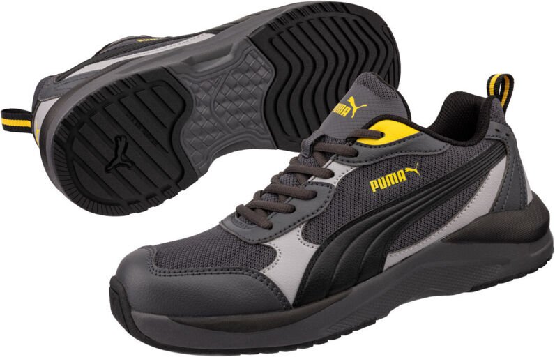 Puma Shift Grau/Gelb Low S1PS HRO SR Vegane Sicherheitsschuhe - 42 EU