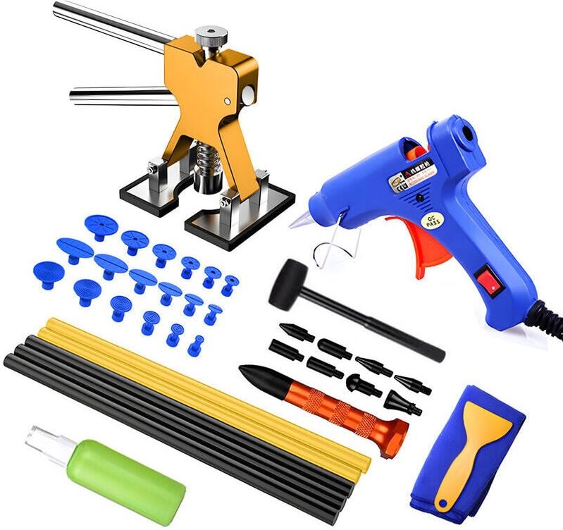 Kit de débosselage, kit de débosselage, largeur réglable, outil de débosselage sans peinture pour carrosserie automobile...