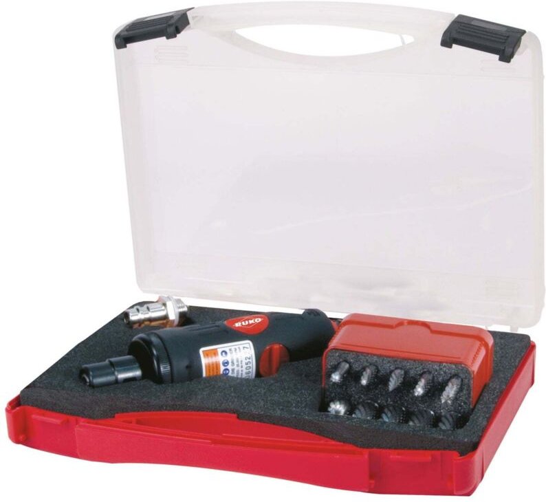 Ruko - Druckluft-Schleifer 1/4' (6.3 mm) 6.2 bar mit Zubehör, inkl. Koffer