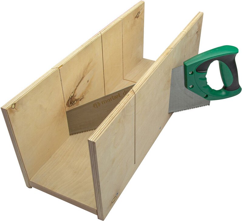 Marbet Design - Gehrungslade inklusive Säge - 19x49cm Massives Holz, handliche Säge