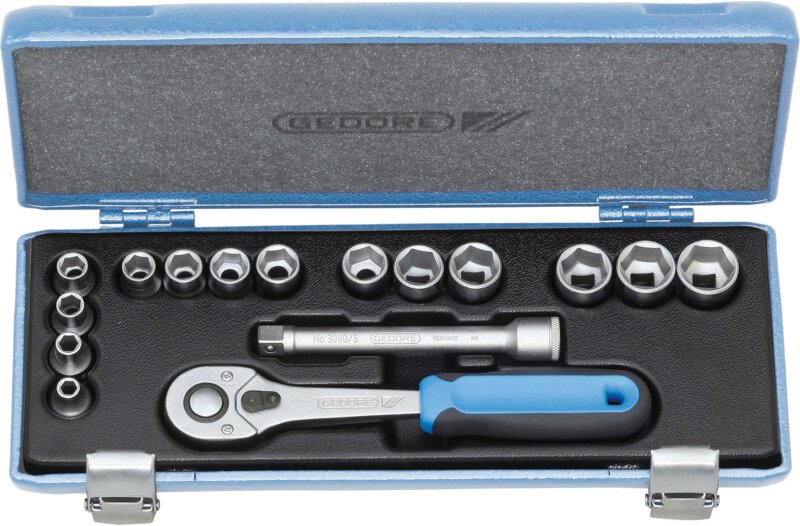 Gedore - Steckschlüssel-Satz 3/8' 16-tlg 6-kant 6-19mm, 30 JMU-10, 2682885