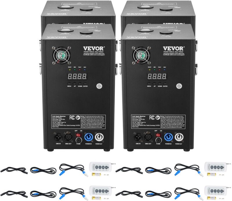 Mophorn - vevor 4x Funkenmaschine 700 w Pyrotechnikmaschine Aluminiumlegierung Feuerwerksmaschine dmx Controller Einstel...