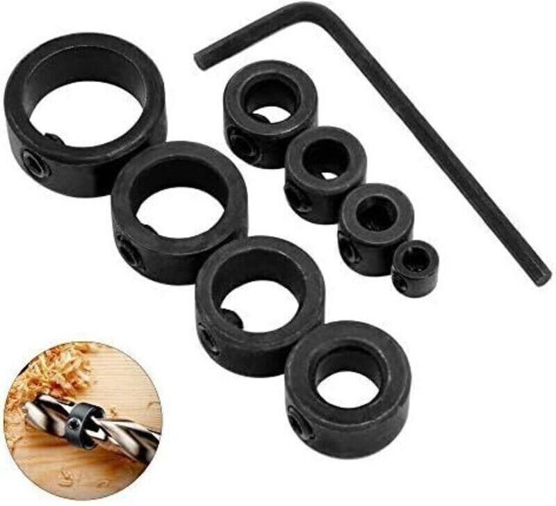 8-teiliger Bohrtiefenanschlag, 3-16 mm, Tiefenanschlagringe mit Sechskantschlüssel (8)