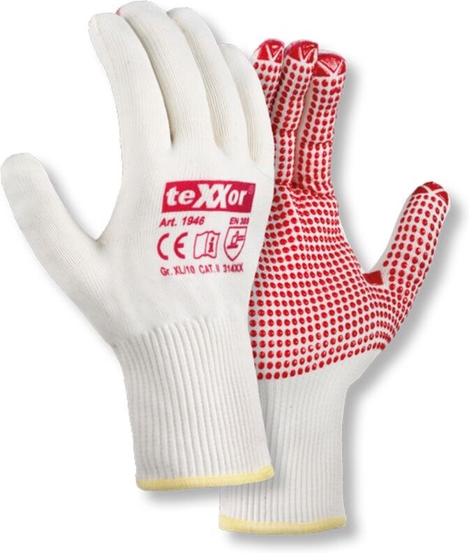 Strick-Handschuh Octopus Gr. 7, Feinstrick, PVC-Noppen rot