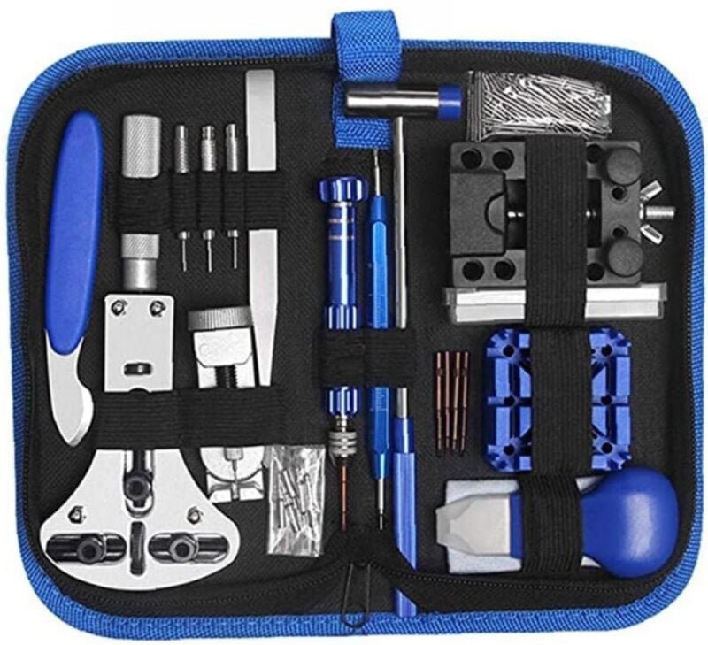 Thumbnail - Uhrenreparaturset, Uhrmacherwerkzeug, Armbandglied, Gehäusebodenöffner, Federstegwerkzeug-Set, 185-teilig