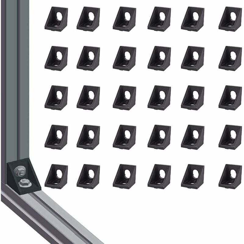 Aluminium-Eckwinkel 2020, Dreieck-Eckwinkelhalterung, rechtwinklige Verbindung, 30 Stück, Druckguss, Eckwinkel 2020, Sch...