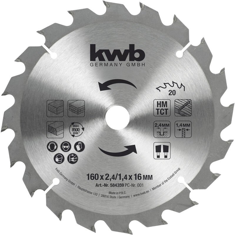 kwb 584359 Kreissägeblatt 160 x 16 mm 1 St.