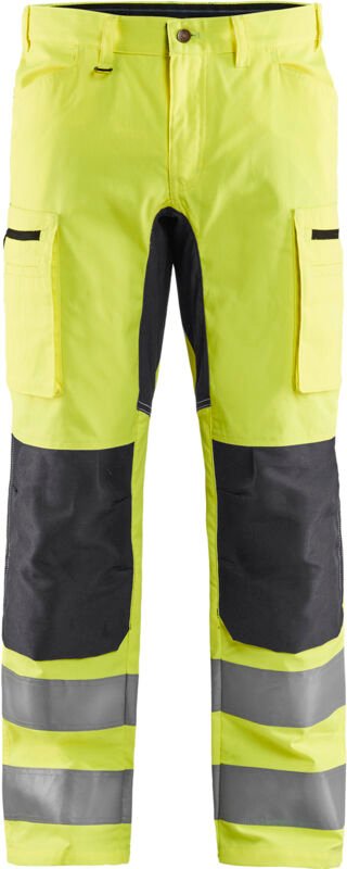 Hochsichtbarer Stretch-Arbeitshose Handwerkskunst 1585 - Neon Gelb / Mittelgrau XS - DE(38) - SE(C44) - Kurz