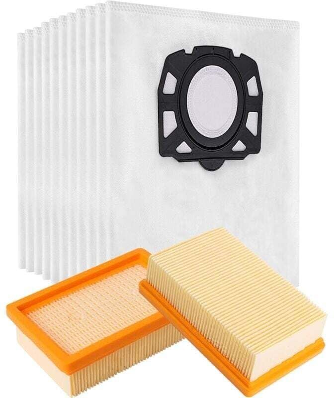 Vorderachs-Set mit 10 Beuteln + 2 Filtern für Kärcher Staubsauger WD4, WD5, WD6, MV4, MV5, MV6