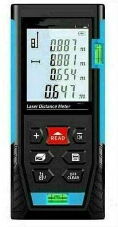50-m-Laser-Entfernungsmesser, Laser-Messgerät, berechnet Distanz, Fläche, Volumen, Pythagoras-Funktion, speichert 99 Dat...