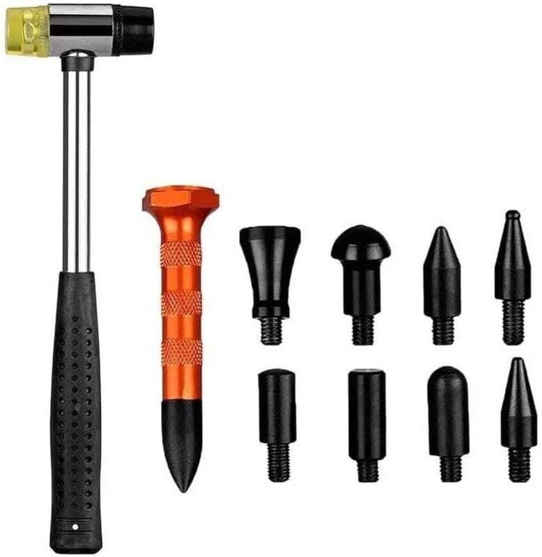 Ce kit de réparation de bosses sans peinture, composé de 10 pièces, comprend un maillet en caoutchouc et un poinçon cent...