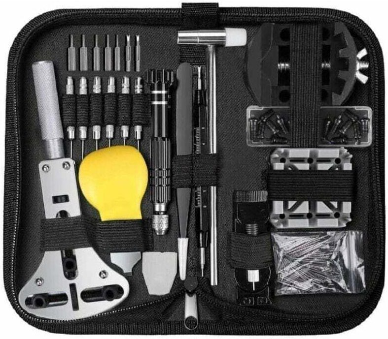 153-teiliges professionelles Uhrenwerkzeugset, verstellbare Größe, Gehäuseöffner, Schraubendreher, Armband, Batteriewech...