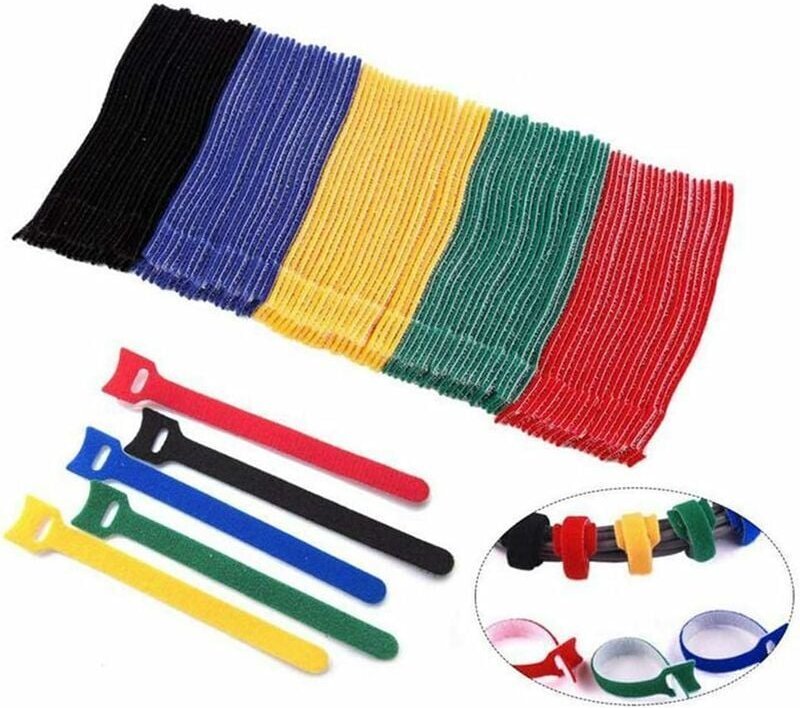 Kabelbinder in 5 verschiedenen Farben – 100 Stück.