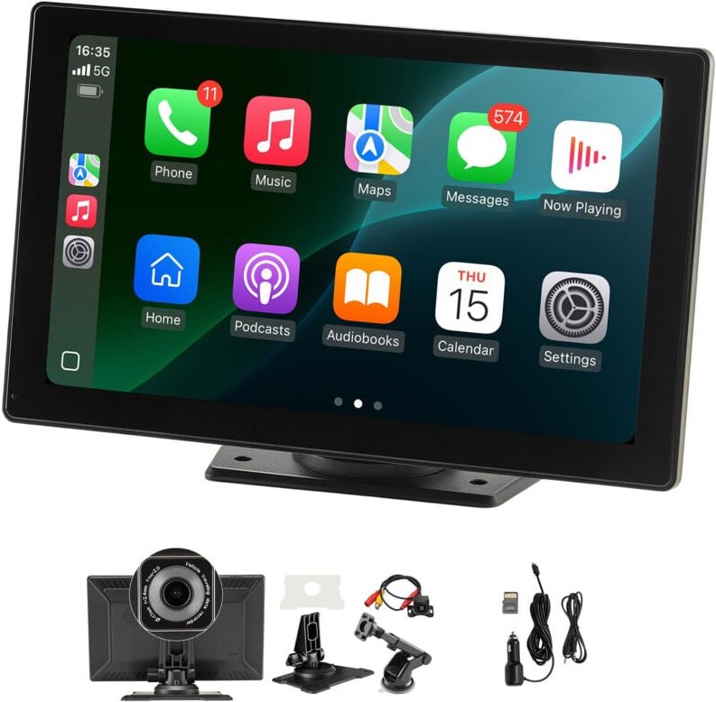Mophorn Kabelloses Autoradio (228,6 mm) HD-Touchscreen mit Apple CarPlay & Android Auto, Bildschirm mit Front- und Rückf...