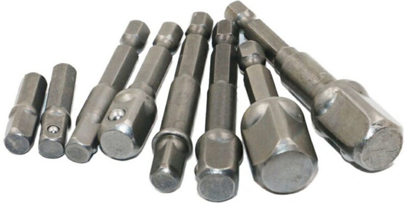 Set mit 8 Sechskant-Schlagschrauber-Steckschlüsseladaptern, Steckschlüsseladapter für Schlagbohrmaschinen, Bohrerverläng...