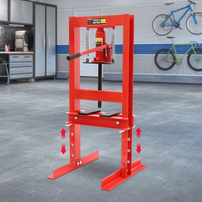6T Werkstattpresse Hydraulische Werkstattpresse Mit Platten 4 Stufen Einstellbare Höhe Hydraulikpresse H-förmige Rahmenp...