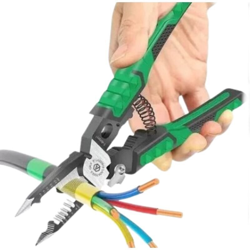 – 9-in-1 Multifunktions-Elektrikerzange zum Abisolieren von Drähten, Schneiden von Kabeln, Crimpen von Aderendhülsen und...