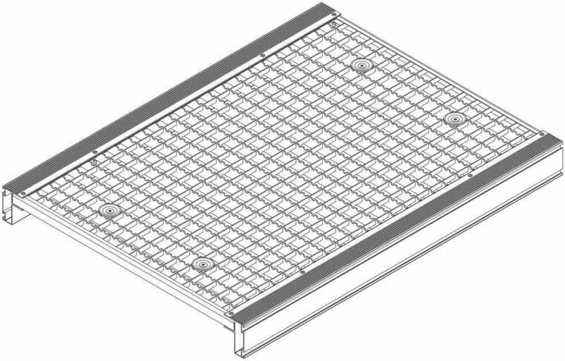 MUNK Plattform mit AL-Belagprofil für Podestleitern Stahl-Gitterrost