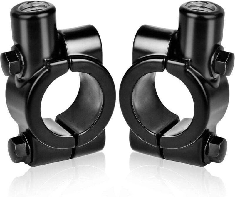 2-teilige Motorradspiegelhalterung für 22-mm-Lenkerbefestigung - für 10-mm-Seitenspiegel, Aluminium (schwarz)