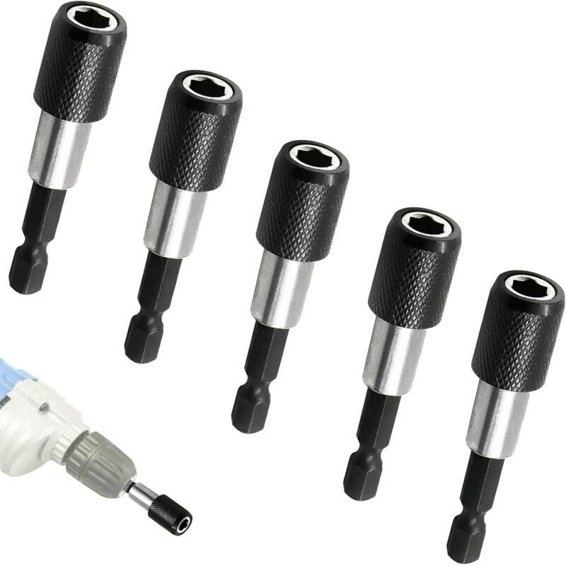 5-teiliger magnetischer Bithalter, 1/4" 60-mm-Schlagschrauber-Bithalter, für Trockenbau und zum Eindrehen von Schnellver...