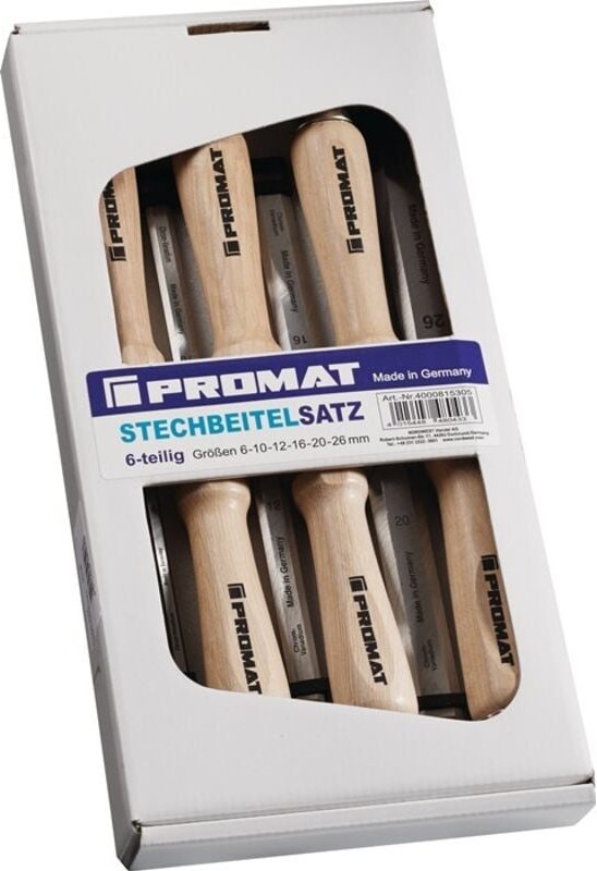 Nordwest Handel Ag - Promat Stechbeitel-Satz 6,10,12,16,20,26 mm Weißbuchenheft Ulmer Form 6-teilig