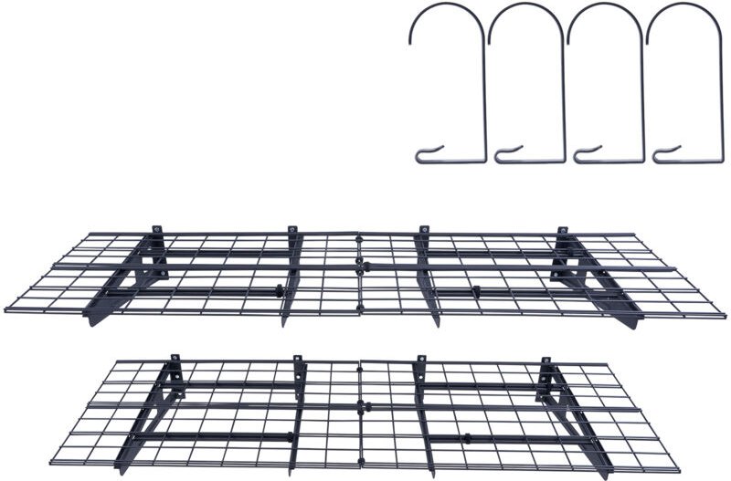 4 x 2 ft Garagenregale – 2er-Pack. Robuste Wandmontage. Gesamttragfähigkeit von 500 lbs. Ideal für Garagenlagerung, Werk...