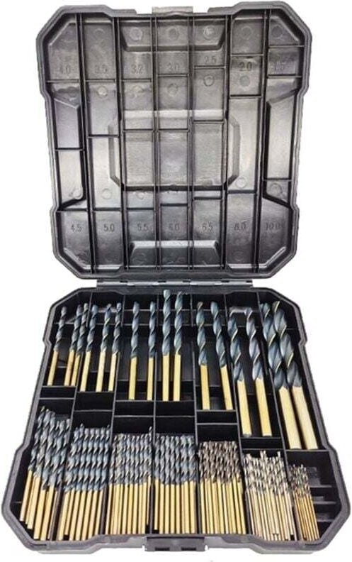 Set mit 99 Titanbohrern für Stahl, Holz, Metall, Kupfer, titanbeschichteter Spiralbohrer, Holzbohrer