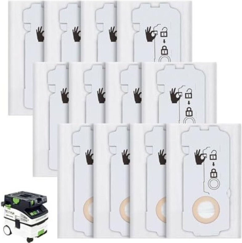 12er-Pack Staubbeutel 204308 für Festool CT MINI, CT MINI I, CT MIDI und CT MIDI I Staubsauger ab Baujahr 2019 – CT MIDI...