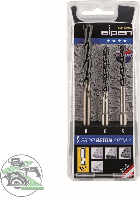 Aptms 3 0000101803100 Beton-Spiralbohrer-Set 3teilig 5 mm, 6 mm, 8 mm 1/4' (6.3 mm) 1 St. - Alpen