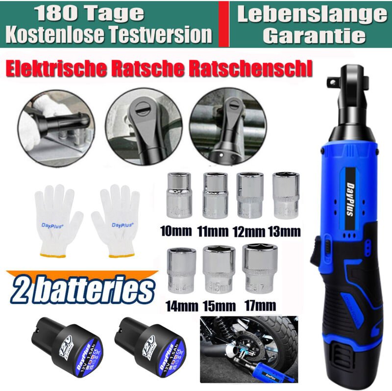 Dayplus - Akku-Ratsche Ratschenschl ssel Elektrische Knarrenschl ssel Satz 3/8'' 120Nm Neu