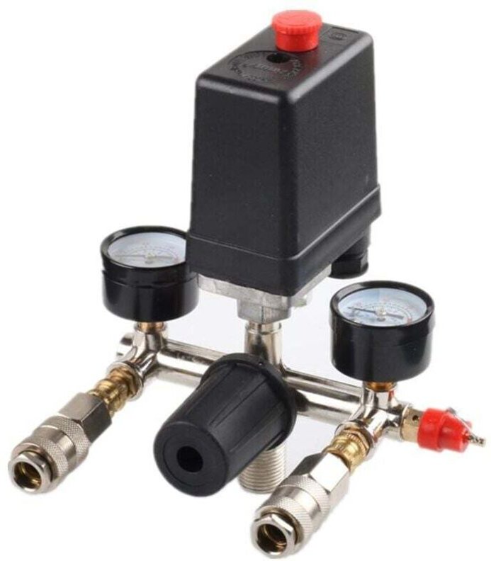 G1/4"-Druckschalter für Luftkompressoren mit zwei Ausgängen und Sicherheitsventil, Manometerregler, Zubehör für Druckluf...