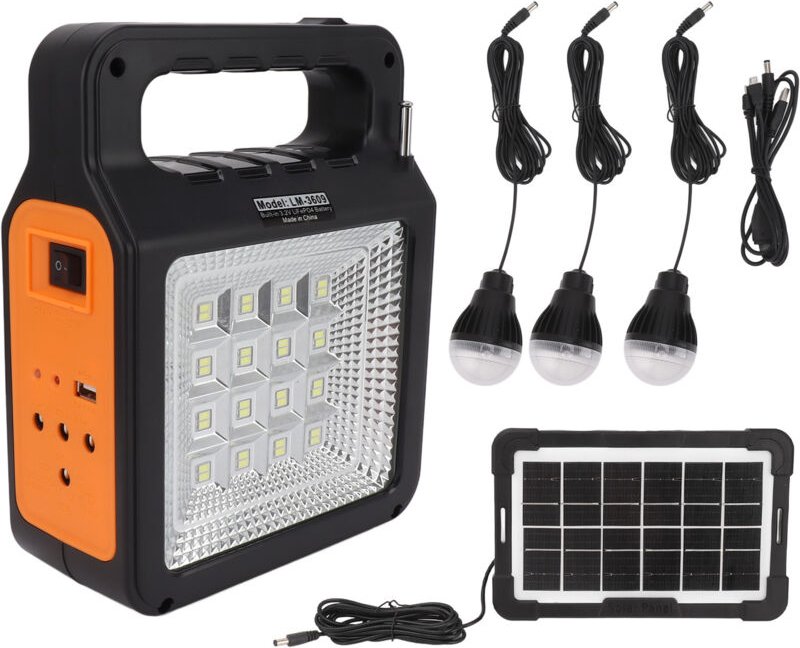 Eosnow Solar-Powerbank, 6000 mAh, helle Scheinwerfer-Panel-Leuchte, 3 Glühbirnen, tragbarer Griff-Generator für Camping-...