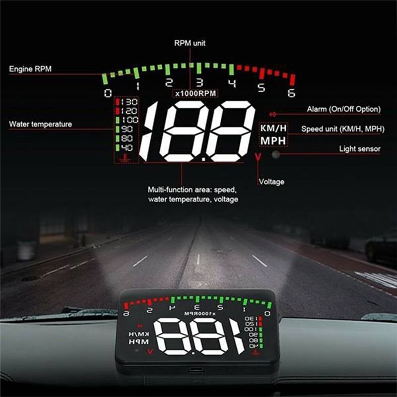A900 OBD HUD --Display Auto Überdrehzahlwarnung Windschutzscheibenprojektor Wassertemperatur Spannung Drehzahlmesser RPM...