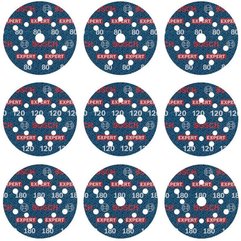 Bosch - expert O780 Folienschleifscheiben-Set 125 mm G80 G120 G180 9tlg. - 2608902407