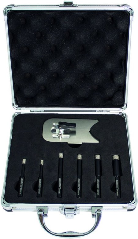 DIAMANT-Fliesenbohrer-Set im Koffer 7-teilig (2x6, 8,10,12,14+1xZentrierf.)
