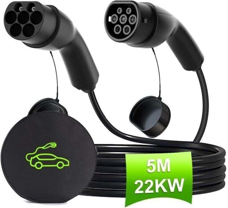 Ladekabel für Elektrofahrzeuge, Schnellladekabel Typ 2 (Modus 3) auf Typ 2, 22 kW 32 A, 5 m, dreiphasiges Ladekabel Typ ...