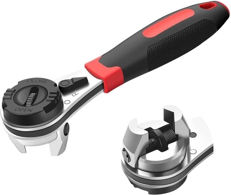 Verstellbarer Steckschlüssel mit Ratsche, für Schrauben von 6–22 mm, mit rutschfestem Griff, kleiner und großer verstell...