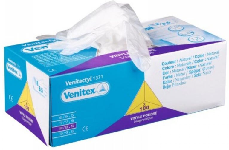 Pulverisierte Vinylhandschuhe, Packung mit 100 Einweg-Handschuhen - 129867 - T8/9 - Delta Plus