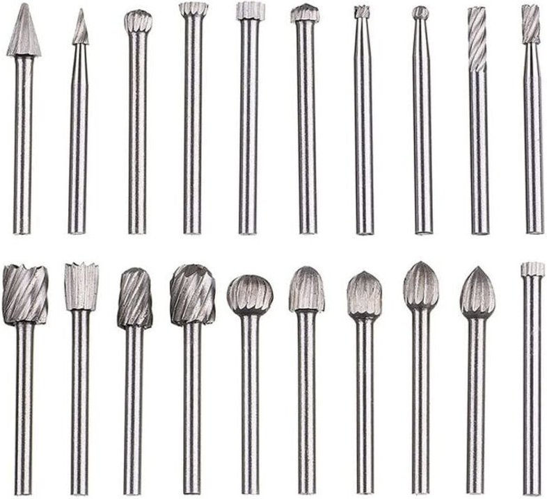 20-teiliges Rotationsfeilenset, Hartmetallfeilen, HSS-Rotationsfeilenköpfe, Rotationswerkzeug, 3 mm (1/8") Schaft, geeig...