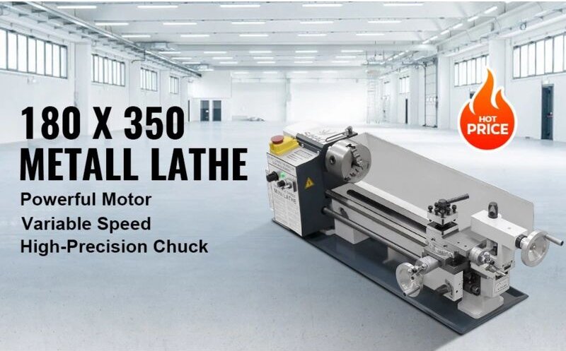 SIHAO 180x350mm Metalldrehmaschine 750W Mini-Drehmaschine Tischdrehmaschine