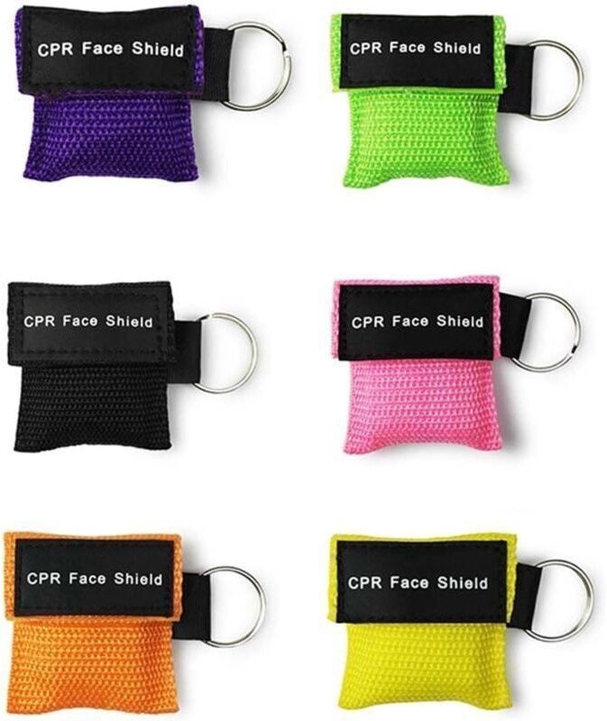 Set mit 6 Atemschutzmasken mit Schlüsselanhänger, Erste-Hilfe-Maske für die Herz-Lungen-Wiederbelebung, Taschenmaske für...