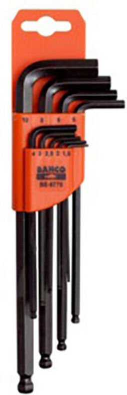 Winkelschraubendreher-Satz, metrisch, mit Kugelkopf, Sechskant, brüniert, 1.5 mm-10 mm - 9-teilig - Bahco