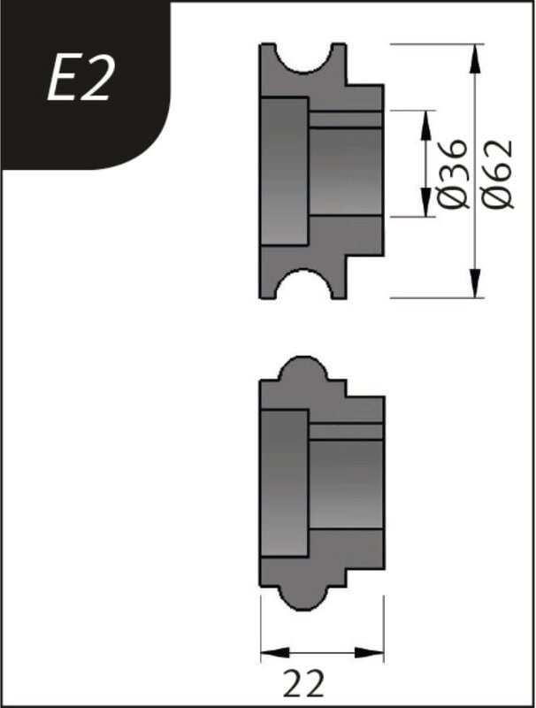 Metallkraft Biegerollensatz Typ E2, Ø 62 x 36 x 22 mm, 3880132