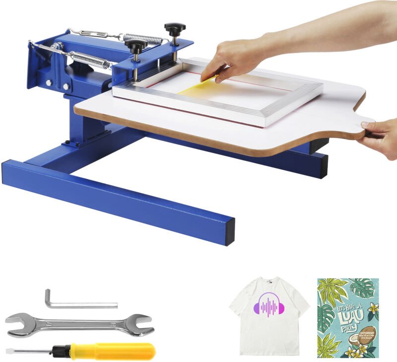 Siebdruckmaschine mit 1 Farbe und 1 Station, 21,2 x 17,7 Zoll mit doppellagiger Palette, einstellbare Spannung für T-Shi...